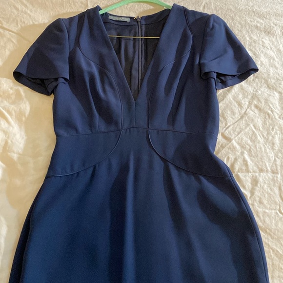 Alexander McQueen navy blue sheath dress deep V size IT40 - Picture 10 of 16